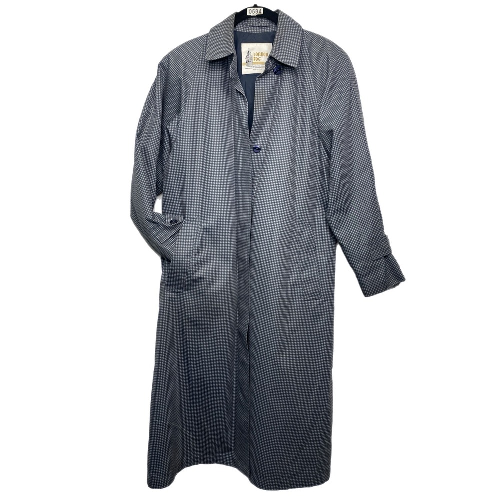 London‎ Fog Women's Houndstooth Trench Coat Full Length Outerwear 8 Petite